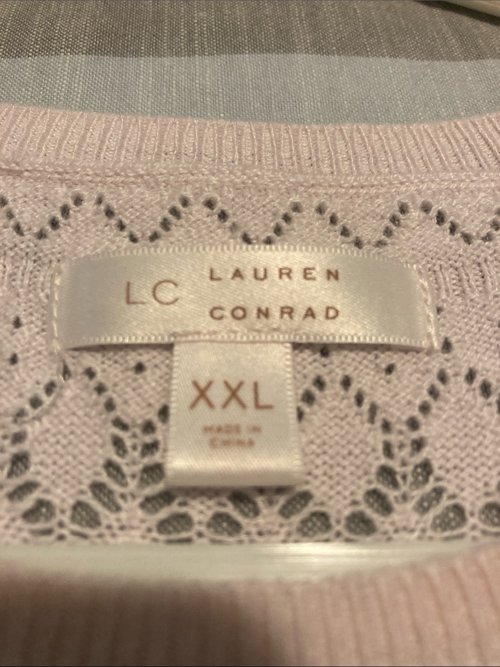 LC Lauren Conrad Pale Pink Lace-Knit Short Sleeve Top - Picture 2 of 4
